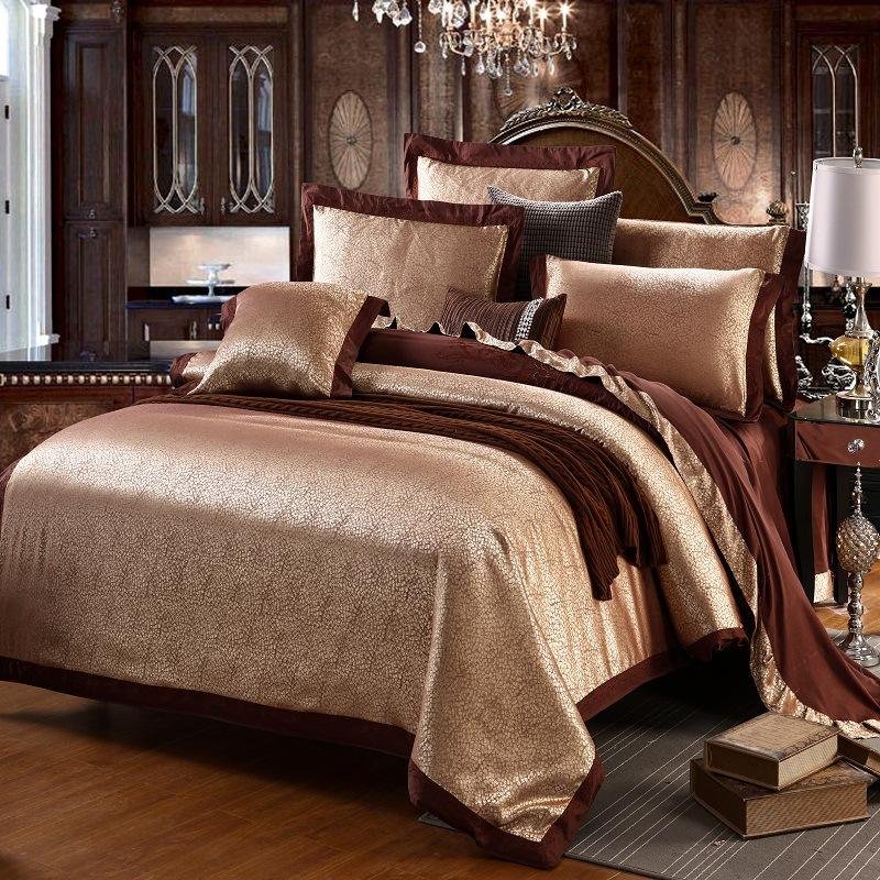 Custom European Style Embroidery Satin Bedding Set 3 4 Piece Cotton Sheet Pillow Case Duvet Cover Bedding Sets