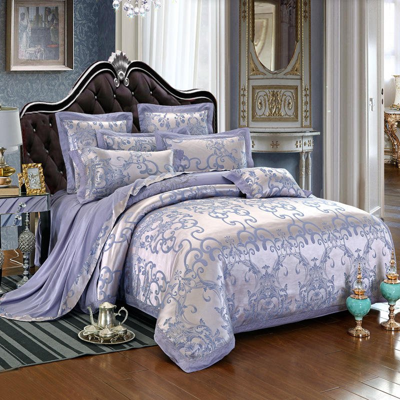 Custom European Style Embroidery Satin Bedding Set 3 4 Piece Cotton Sheet Pillow Case Duvet Cover Bedding Sets