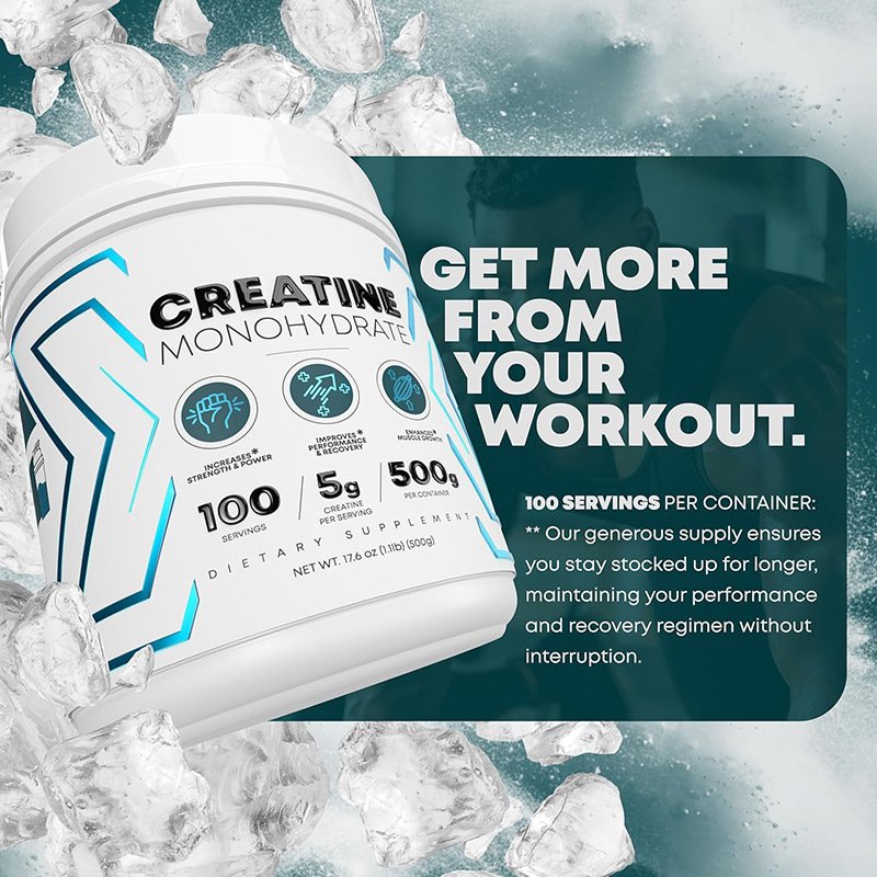 Private Label 300g and 500 g creatine monohydrate powder unflavored For Adults