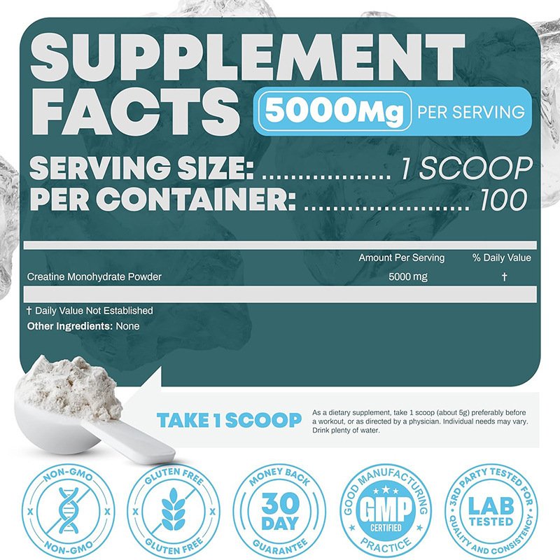 Private Label 300g and 500 g creatine monohydrate powder unflavored For Adults