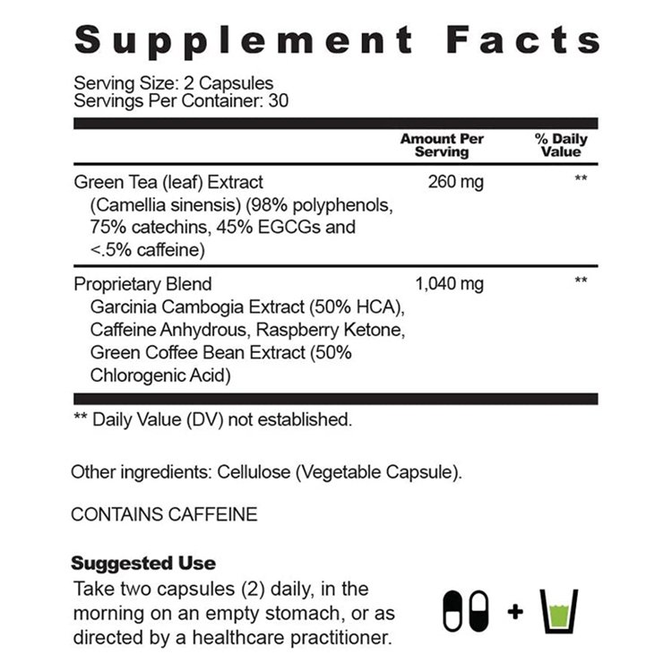Green Tea Weight Loss Pills to Reduce Belly Fat Dietary Supplement Antioxidants Caffeine Boost Metabolism