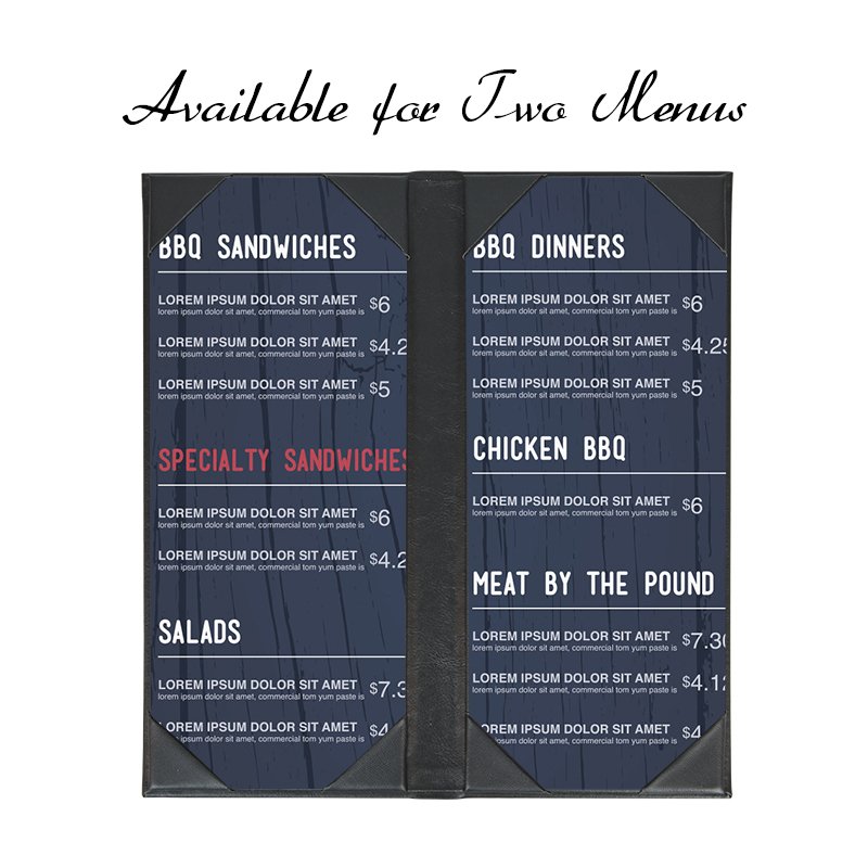 Popular Custom Leather Menu Folder Food Menu Cover Book Menu Card Sleeve 2 Views for Restaurant and Coffee Shop