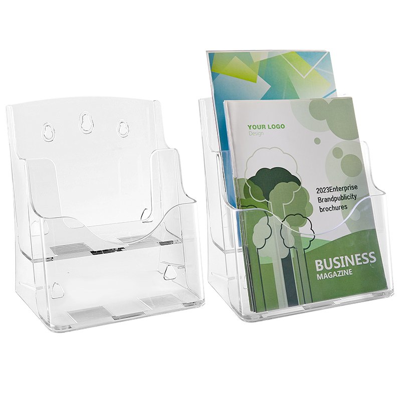 A5 2 Tiers Acrylic Brochure Stand For Pamphlet Flyer Literature Rack Card Leaflet Holder Plastic Brochure Holder