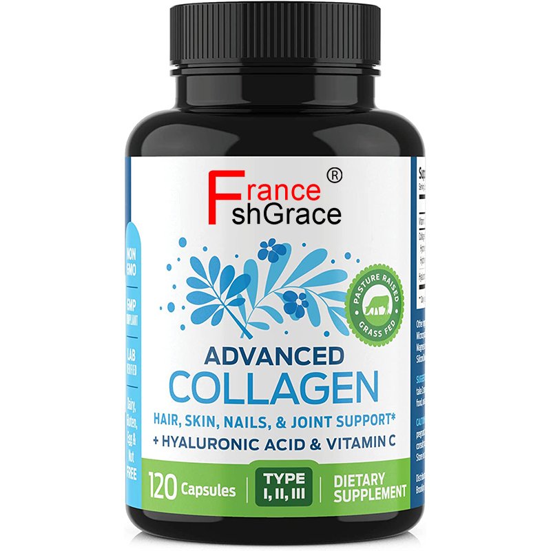 Collagen Pills Capsules with Hyaluronic Acid Vitamin C Health Hydrolyzed Collagen Peptides Supplement