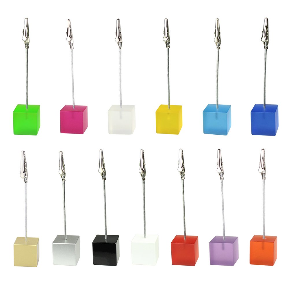 Color Cube Stand Alligator Wire Photo Clip Memo Card Holder Table Wedding Party Place Favor Customized Gift Note Clamp