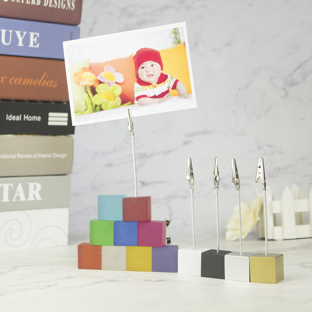 Color Cube Stand Alligator Wire Photo Clip Memo Card Holder Table Wedding Party Place Favor Customized Gift Note Clamp
