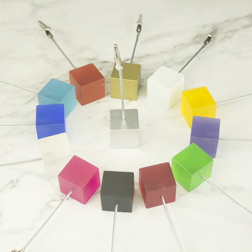 Color Cube Stand Alligator Wire Photo Clip Memo Card Holder Table Wedding Party Place Favor Customized Gift Note Clamp