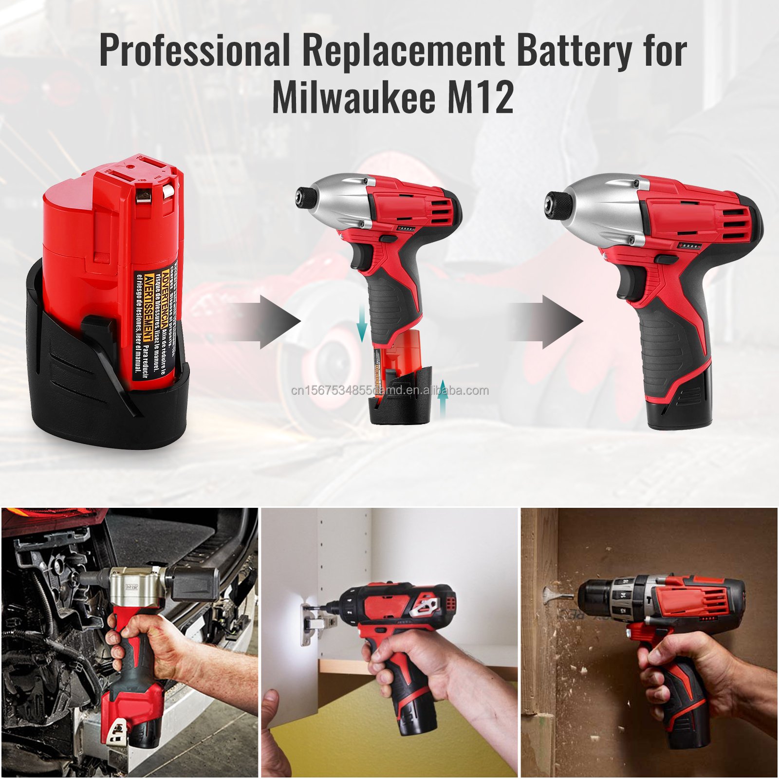 RHY Factory Direct 10.8v 3ah for 12v Milwaukees Battery M12s Lithium ion Batteries Pack for Milwaukees Combo Kit Set 48-11-2401
