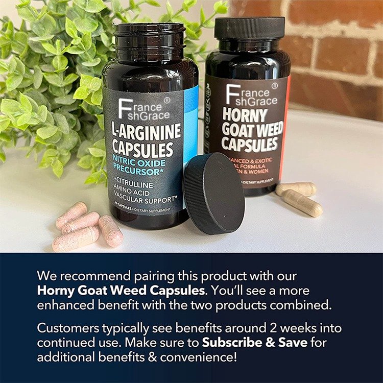 L-Arginine 60 capsules for men, Supports Blood Flow and Vascular Function L-Arginine supplement