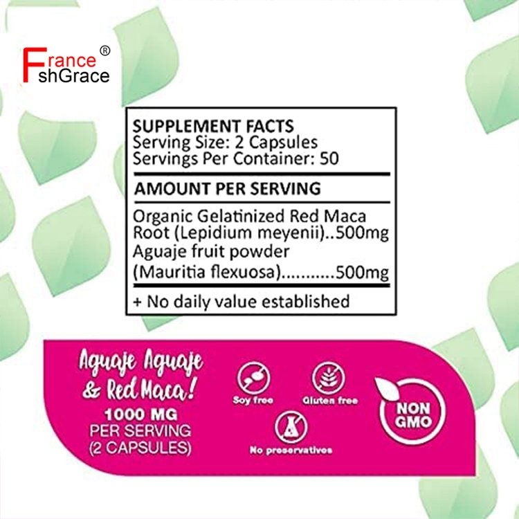 Aguaje Red Maea 100 Capsules Health Benefits Natural Curvy Fruit Safe Natural Capsules