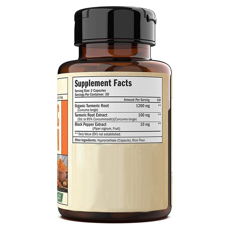 60 Vegetarian Capsules Curcumin Natural Dietary Supplement 100% Natural,Gmo,Gluten,Dairy Free