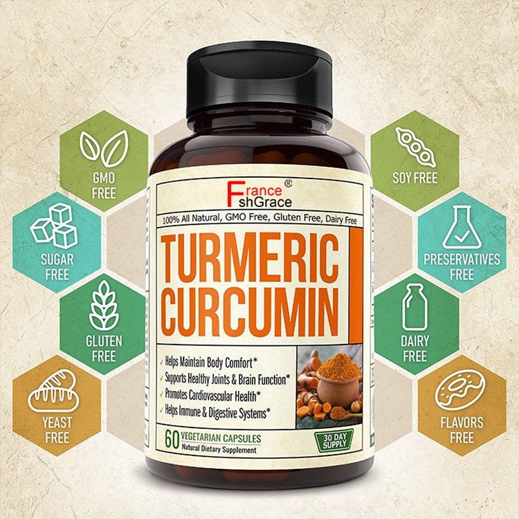 60 Vegetarian Capsules Curcumin Natural Dietary Supplement 100% Natural,Gmo,Gluten,Dairy Free