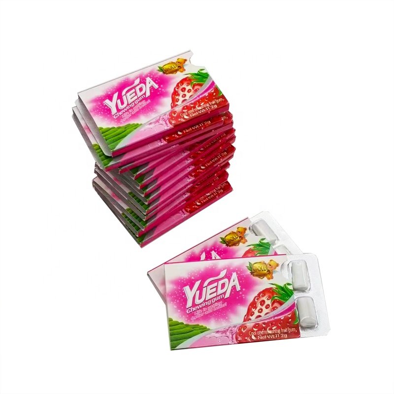 Hot Selling 8Pcs Cool and Refreshing Strawberry Chewing Gum in Blister Card