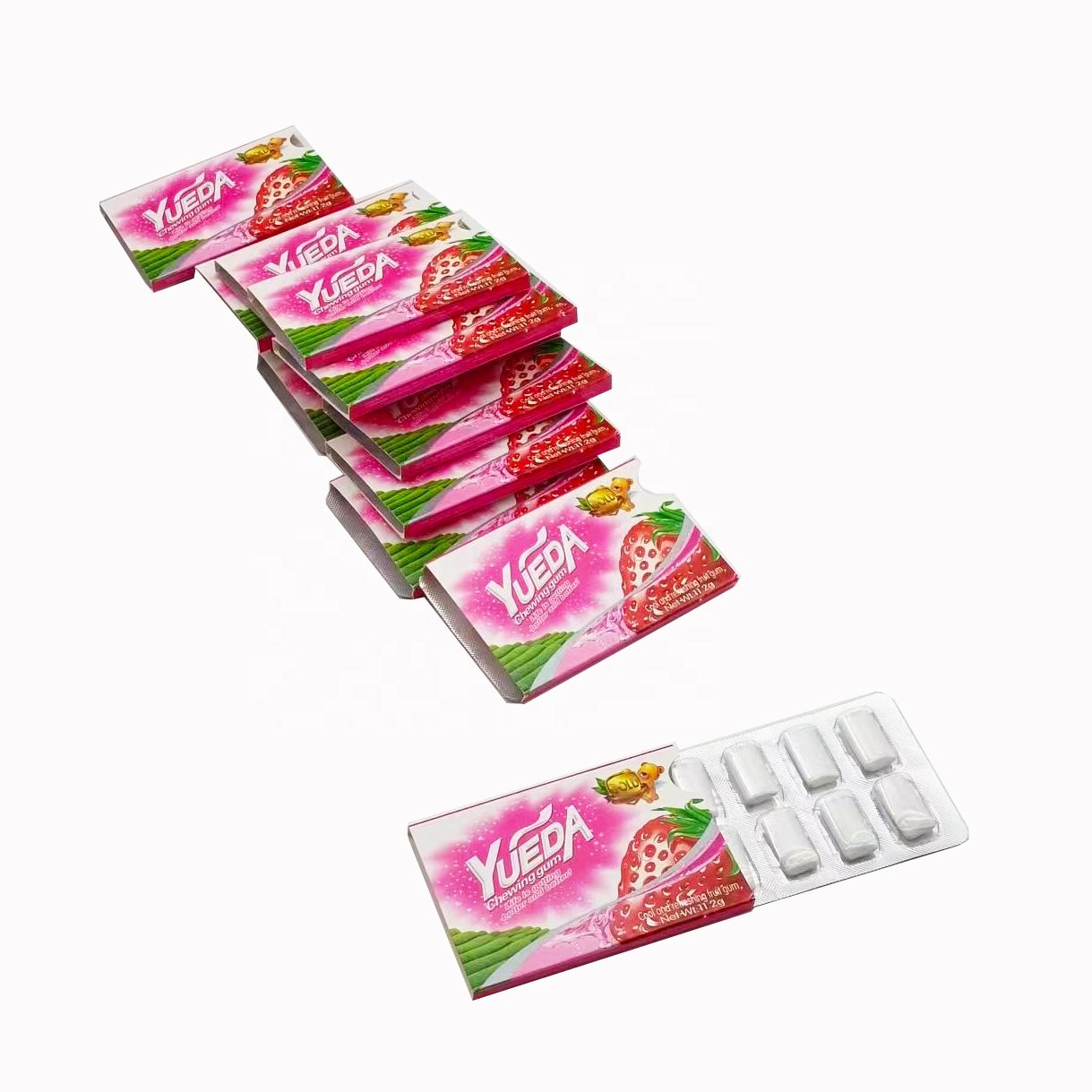 Hot Selling 8Pcs Cool and Refreshing Strawberry Chewing Gum in Blister Card