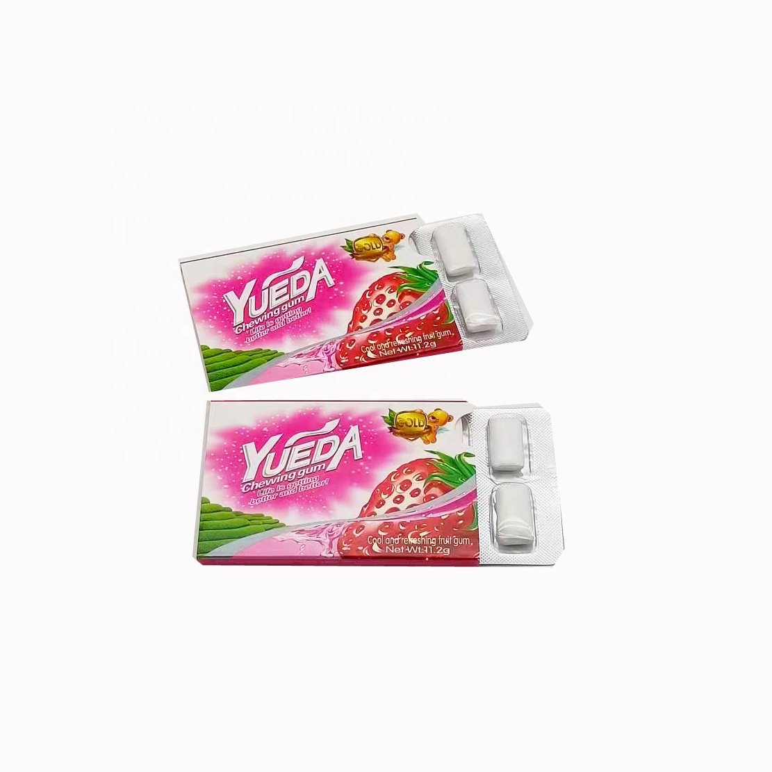 Hot Selling 8Pcs Cool and Refreshing Strawberry Chewing Gum in Blister Card