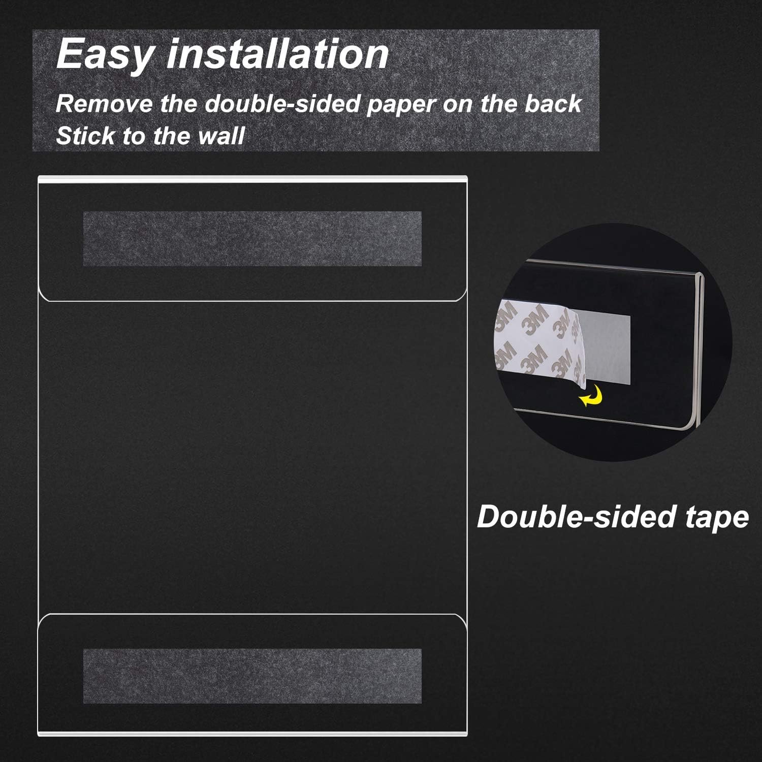 Acrylic Sign Holder 8.5 x 11,Wall Mount Document Holder Wall Sign Holder with Tape Adhesive, for Flyer, Poster, Door, Document