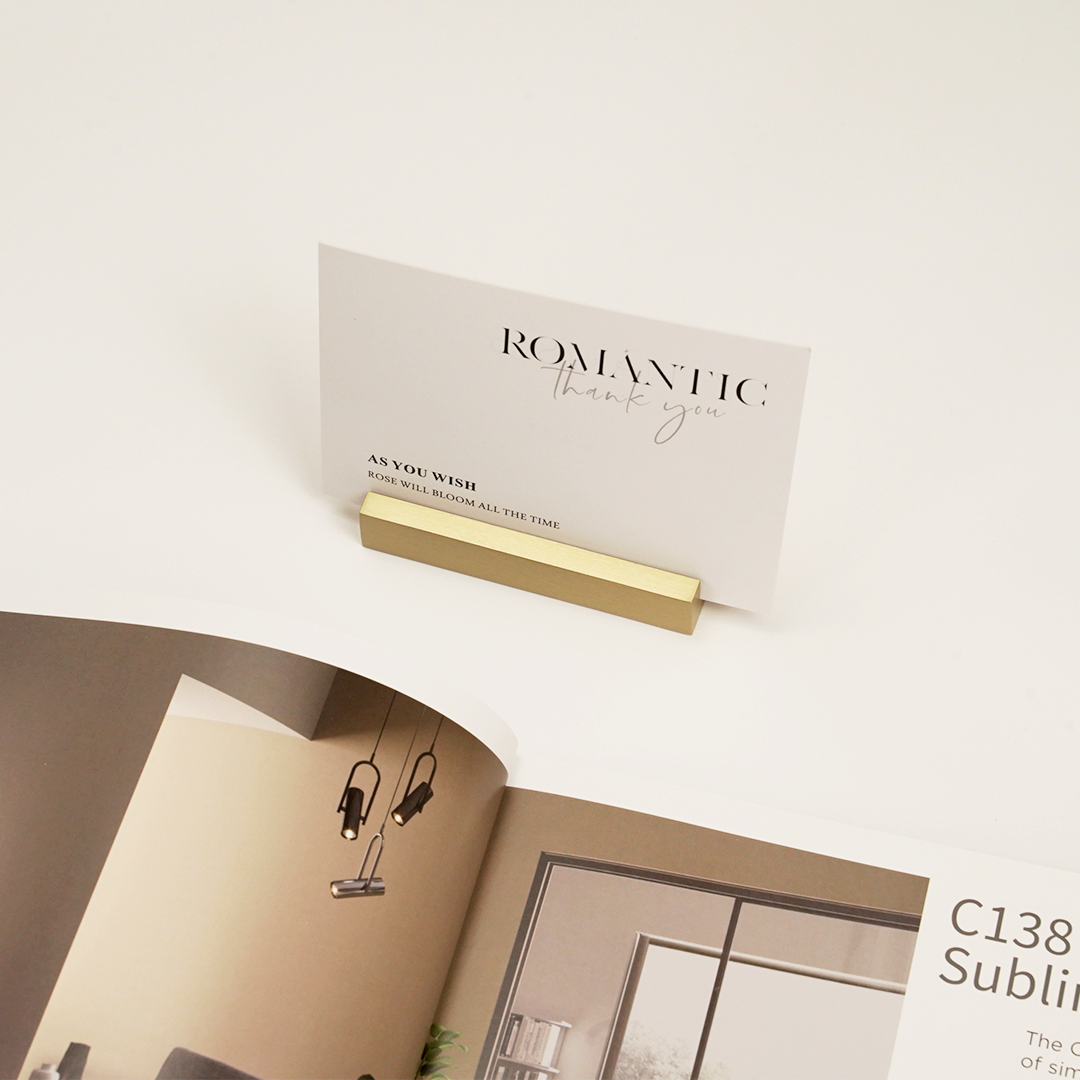 80mm Solid Brass Place Card Holders Gold Business Card Stand