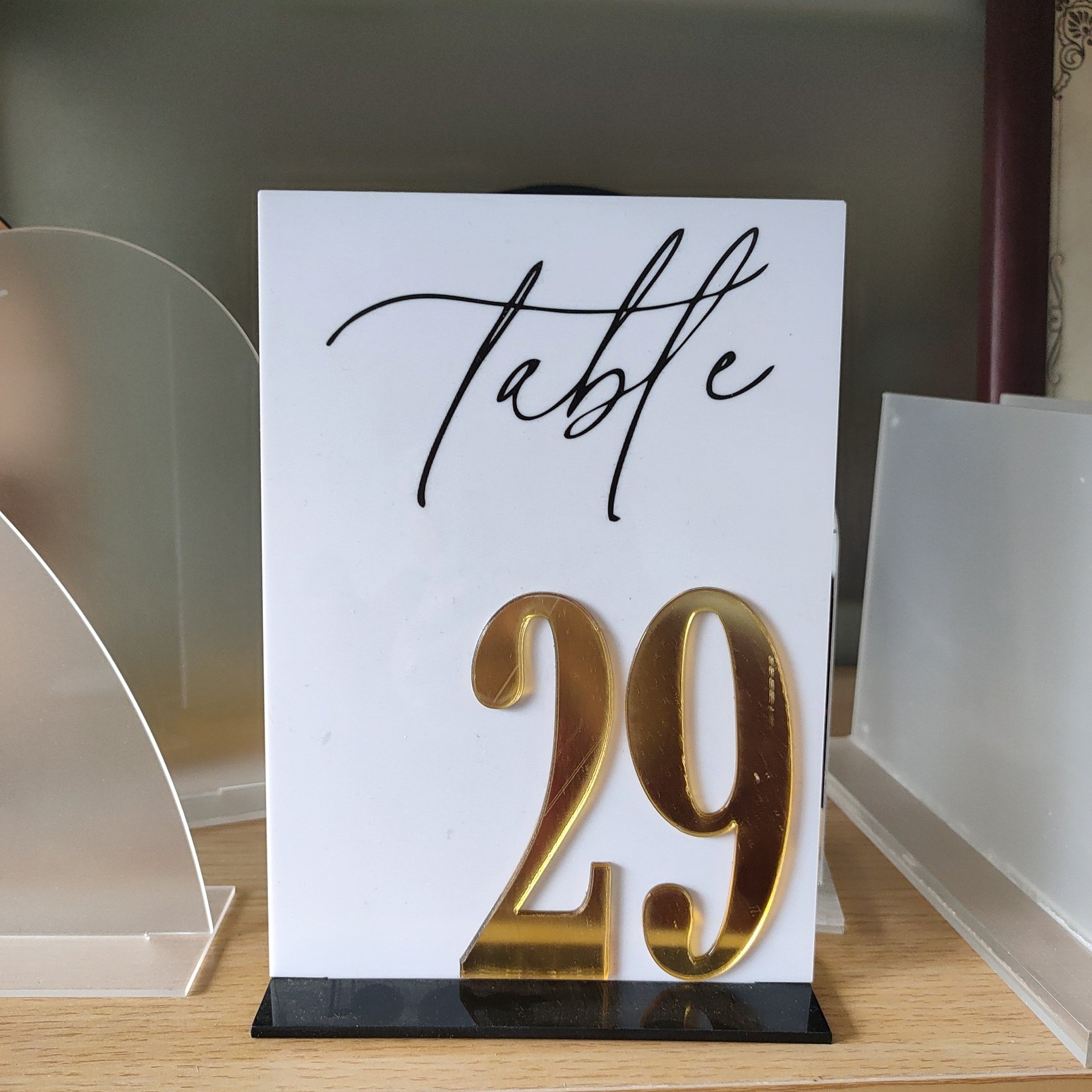 4*6 inches clear frosted gold mirror arch bar banquet luxury 1-20 acrylic table number place card stand holder