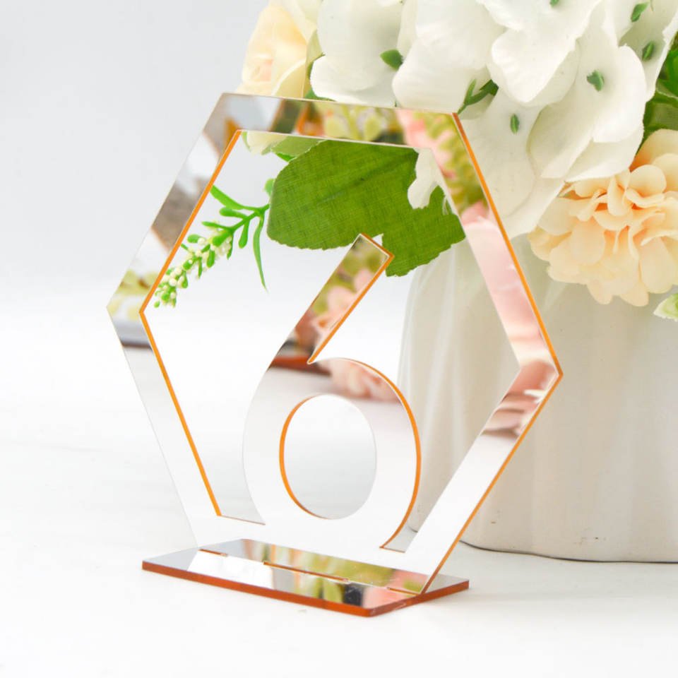 4*6 inches clear frosted gold mirror arch bar banquet luxury 1-20 acrylic table number place card stand holder