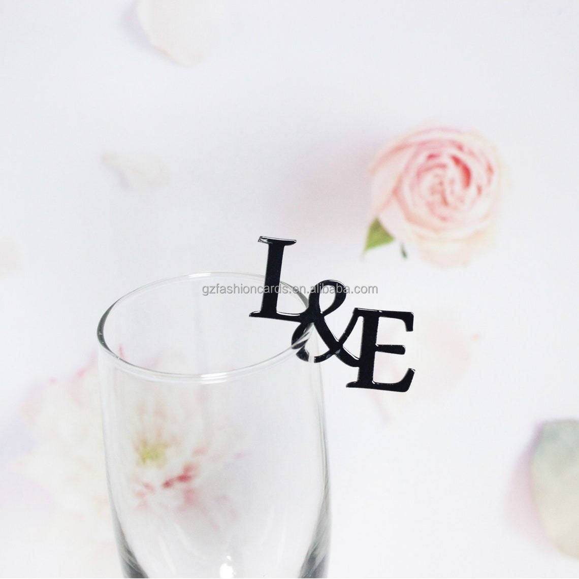 Wedding Drink Toppers Acrylic Drink Tags Wedding Cocktail Glass Initials Drink Stirrer