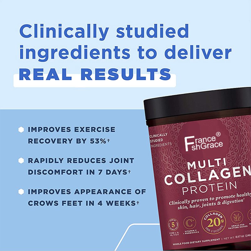 Collagen Powder Protein with Probiotics Unflavored Multi Collagen Protein with Vitamin C Hydrolyzed Collagen Peptides Supports S