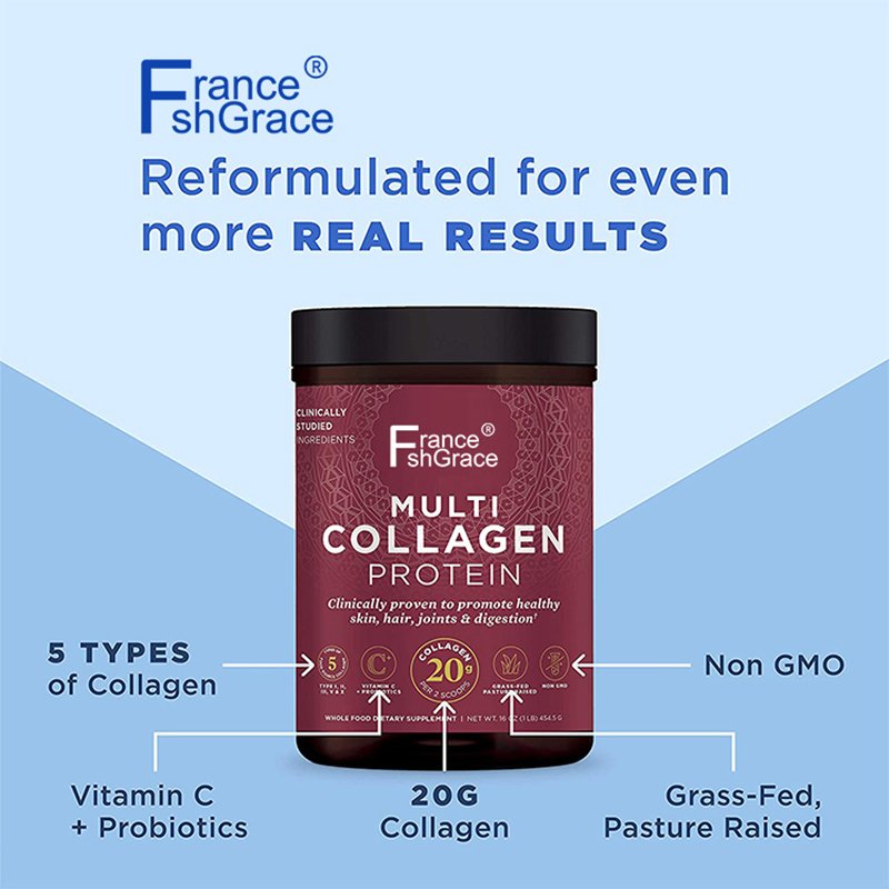 Collagen Powder Protein with Probiotics Unflavored Multi Collagen Protein with Vitamin C Hydrolyzed Collagen Peptides Supports S