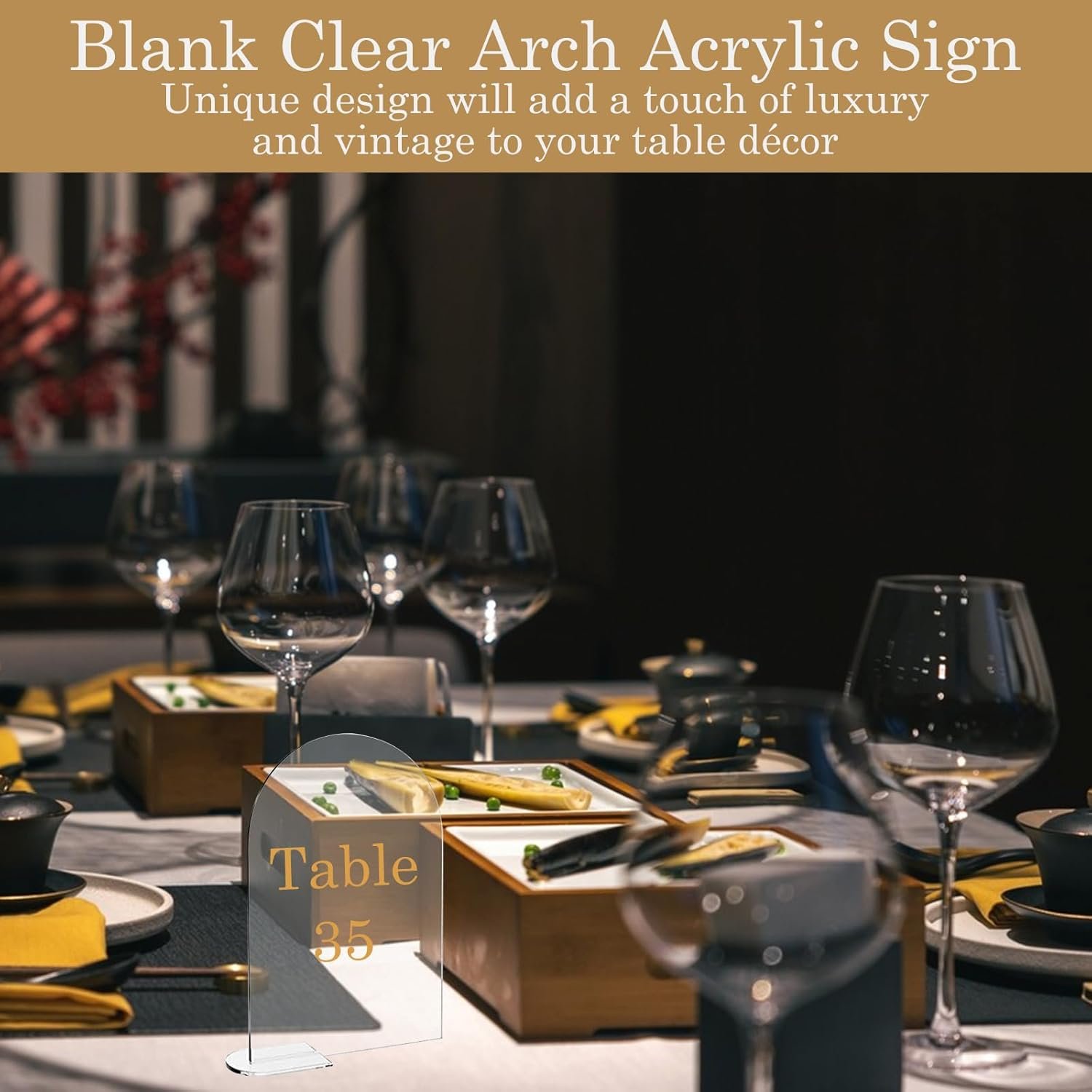 Clear Blank Arch Wedding Table Numbers DIY Arch Acrylic Sign with Stand for Wedding Reception Event Party Centerpieces Decor