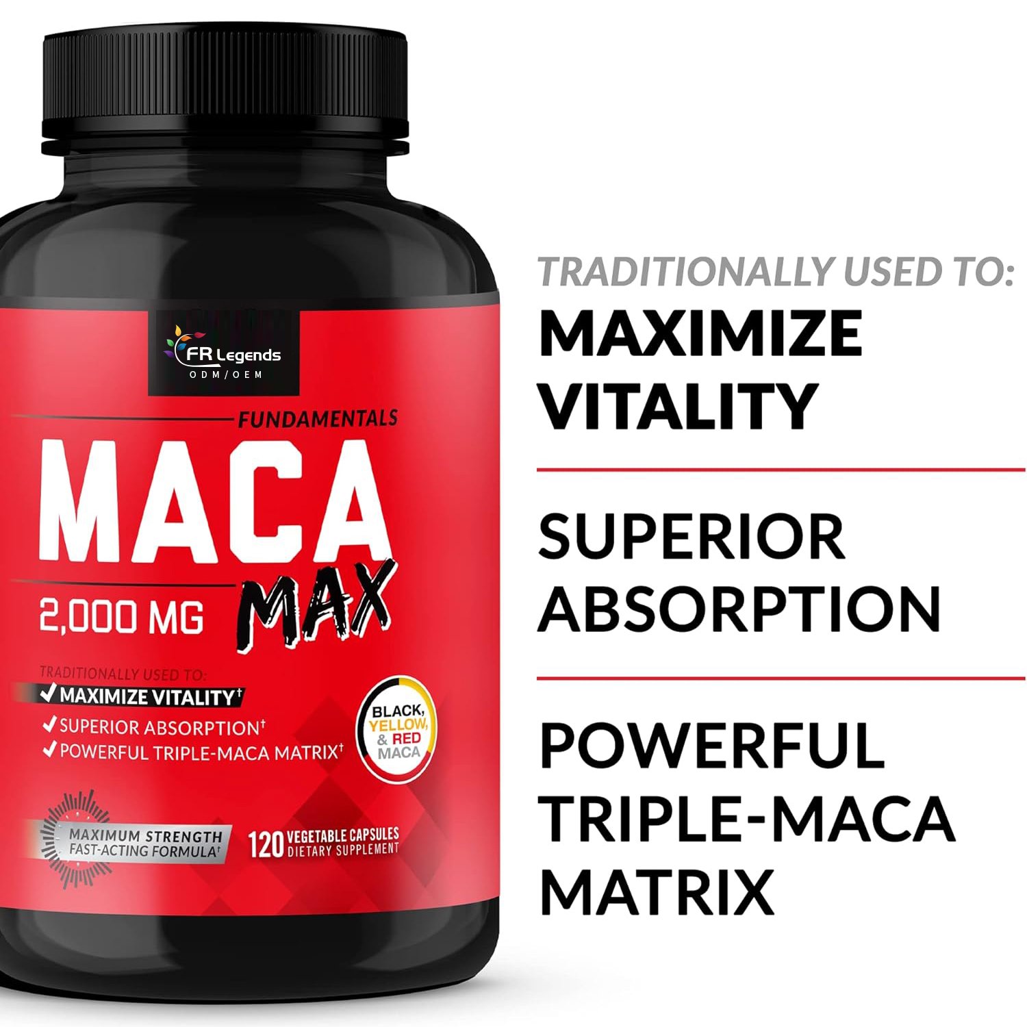 OEM Organic Maca Roots Extract for Men Support Hormones Balance Energy Capsules Optimizes Physical Performance Supplements