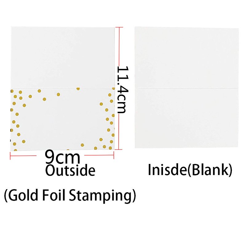 yuyang Personalize Printed Wedding Blank Table Name Cards Reserved Seating Gold Foil Dot Place Cards for Table Setting