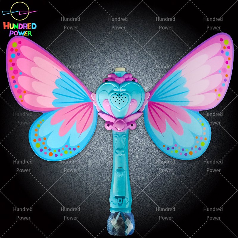 Hundred Power Light Up Bubble Wand Flashing Musical Butterfly Automatic Bubble Blower Maker