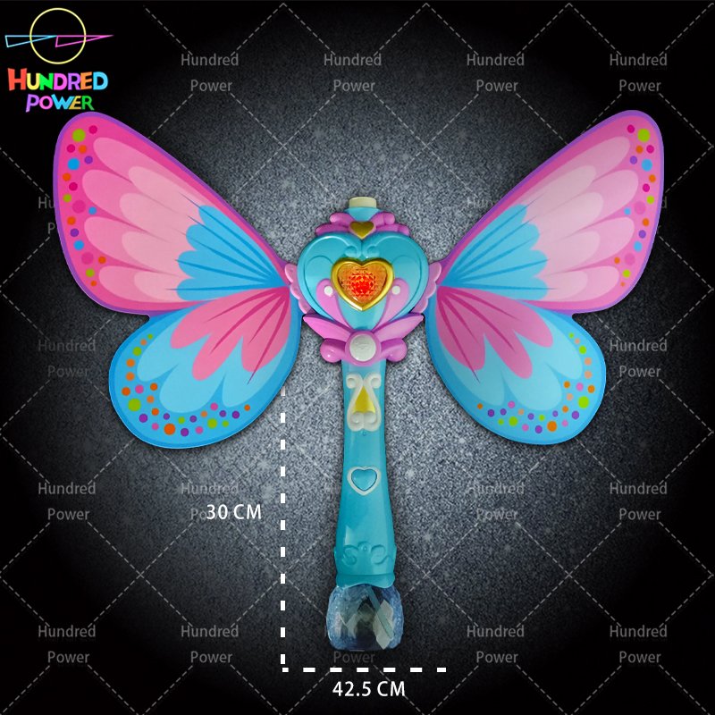 Hundred Power Light Up Bubble Wand Flashing Musical Butterfly Automatic Bubble Blower Maker