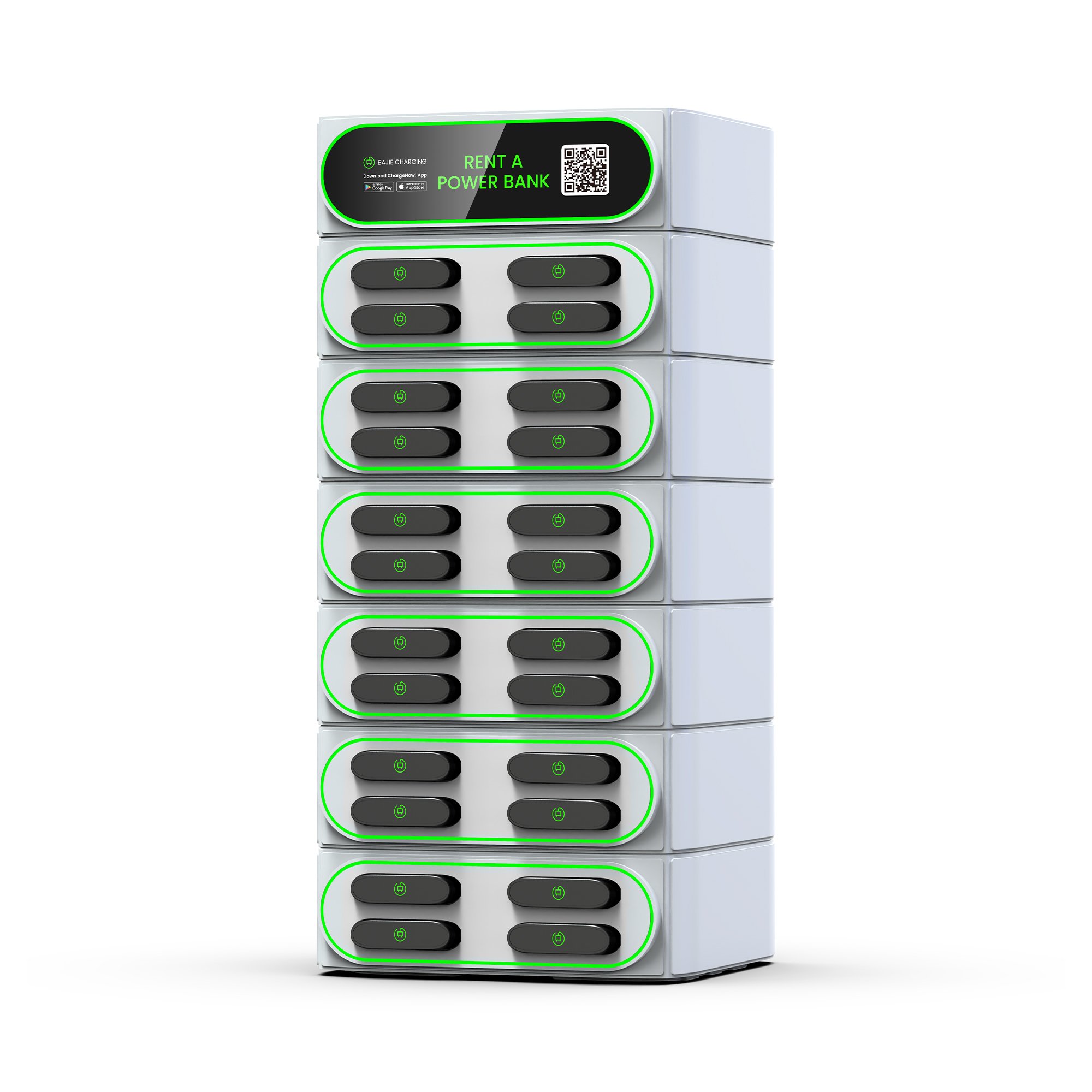 BaJie 24 slots stackable shared power bank rental station hospitals 5000mah Rent Powerbank Rental Chargng Station for outdoor