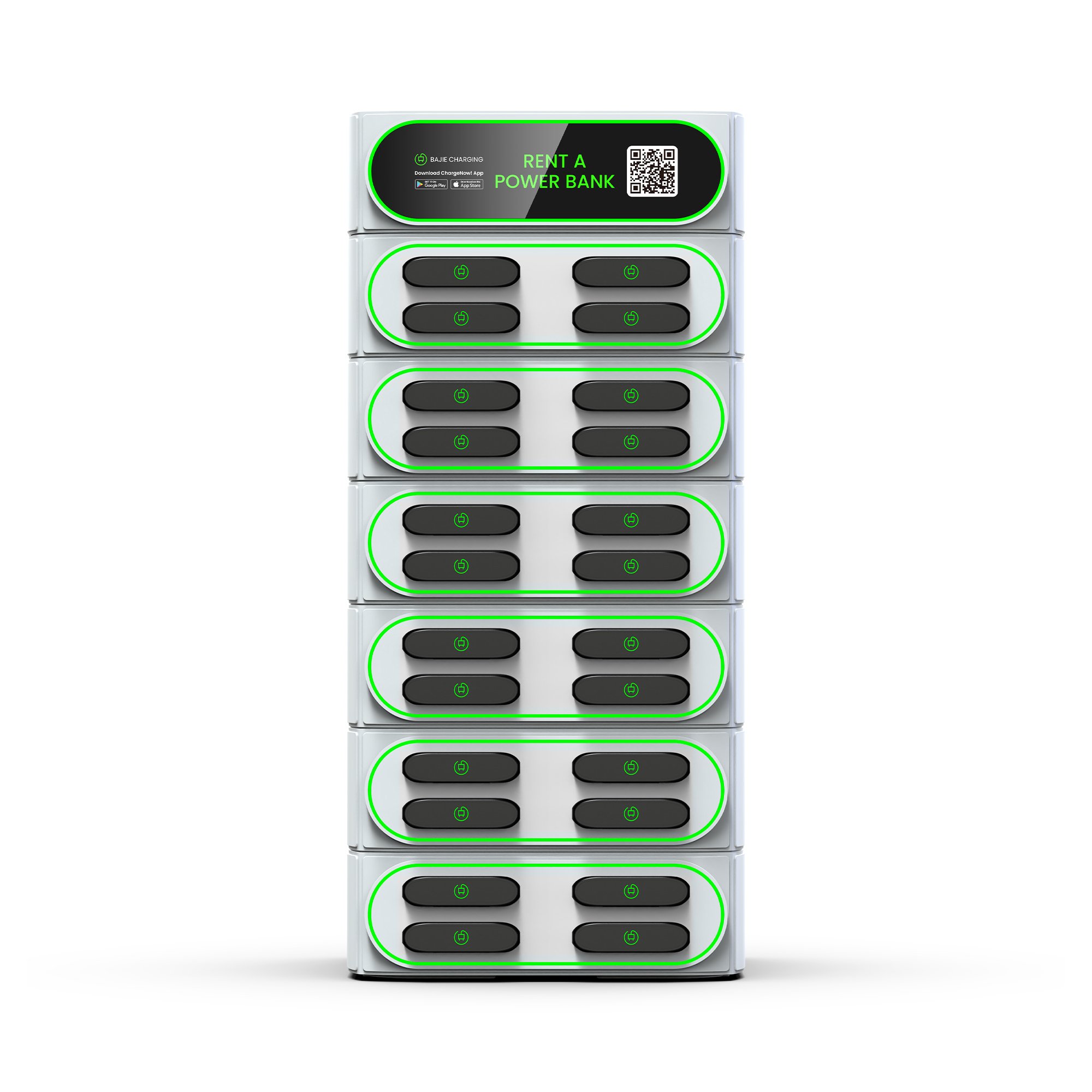 BaJie 24 slots stackable shared power bank rental station hospitals 5000mah Rent Powerbank Rental Chargng Station for outdoor