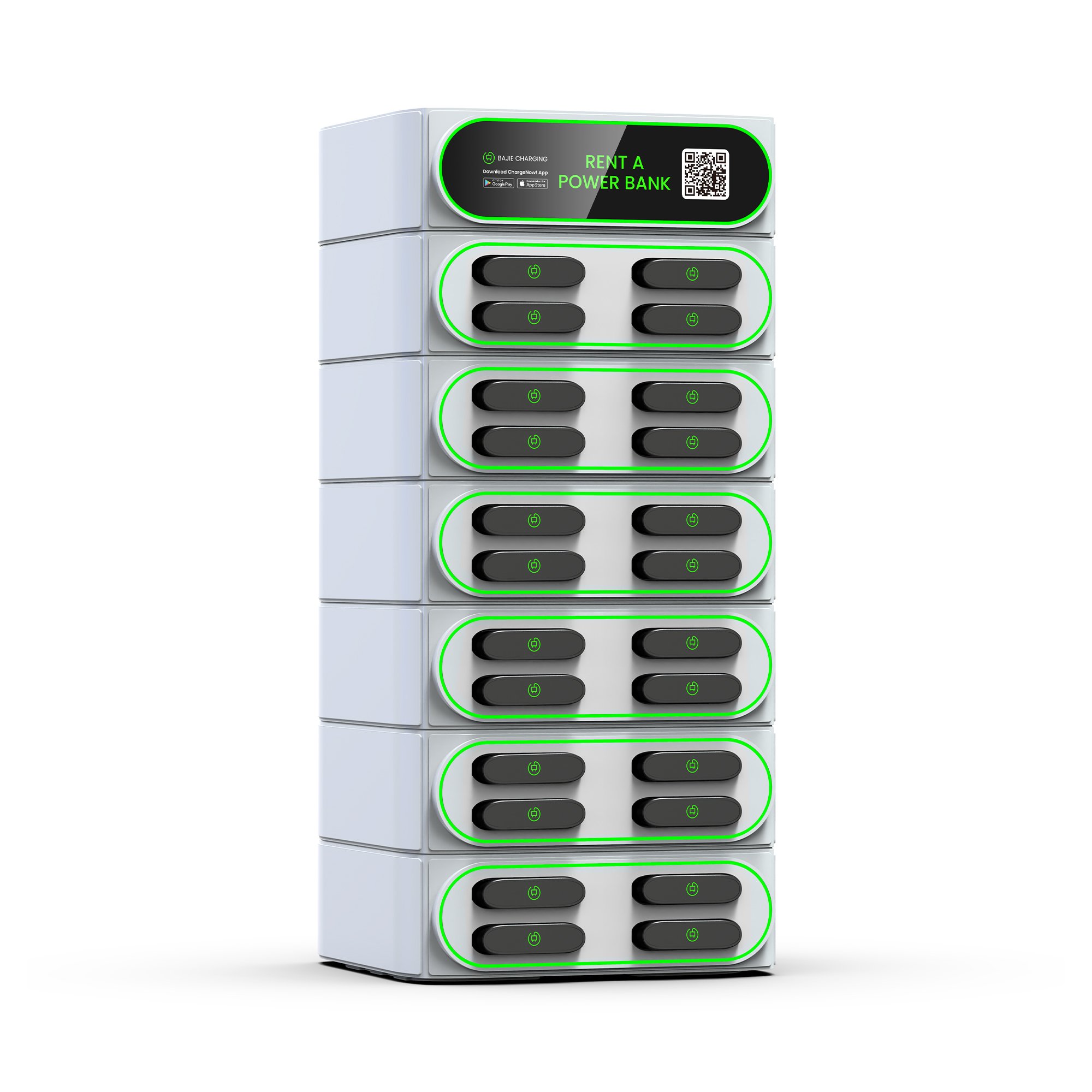 BaJie 24 slots stackable shared power bank rental station hospitals 5000mah Rent Powerbank Rental Chargng Station for outdoor