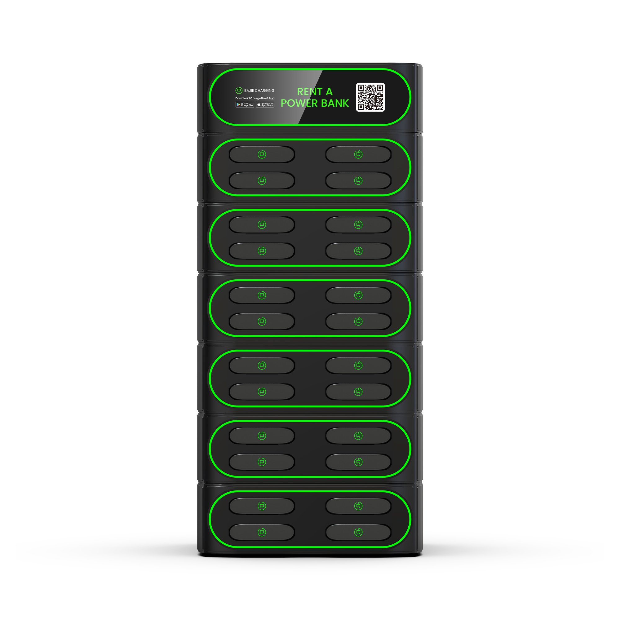 BaJie 24 slots stackable shared power bank rental station hospitals 5000mah Rent Powerbank Rental Chargng Station for outdoor