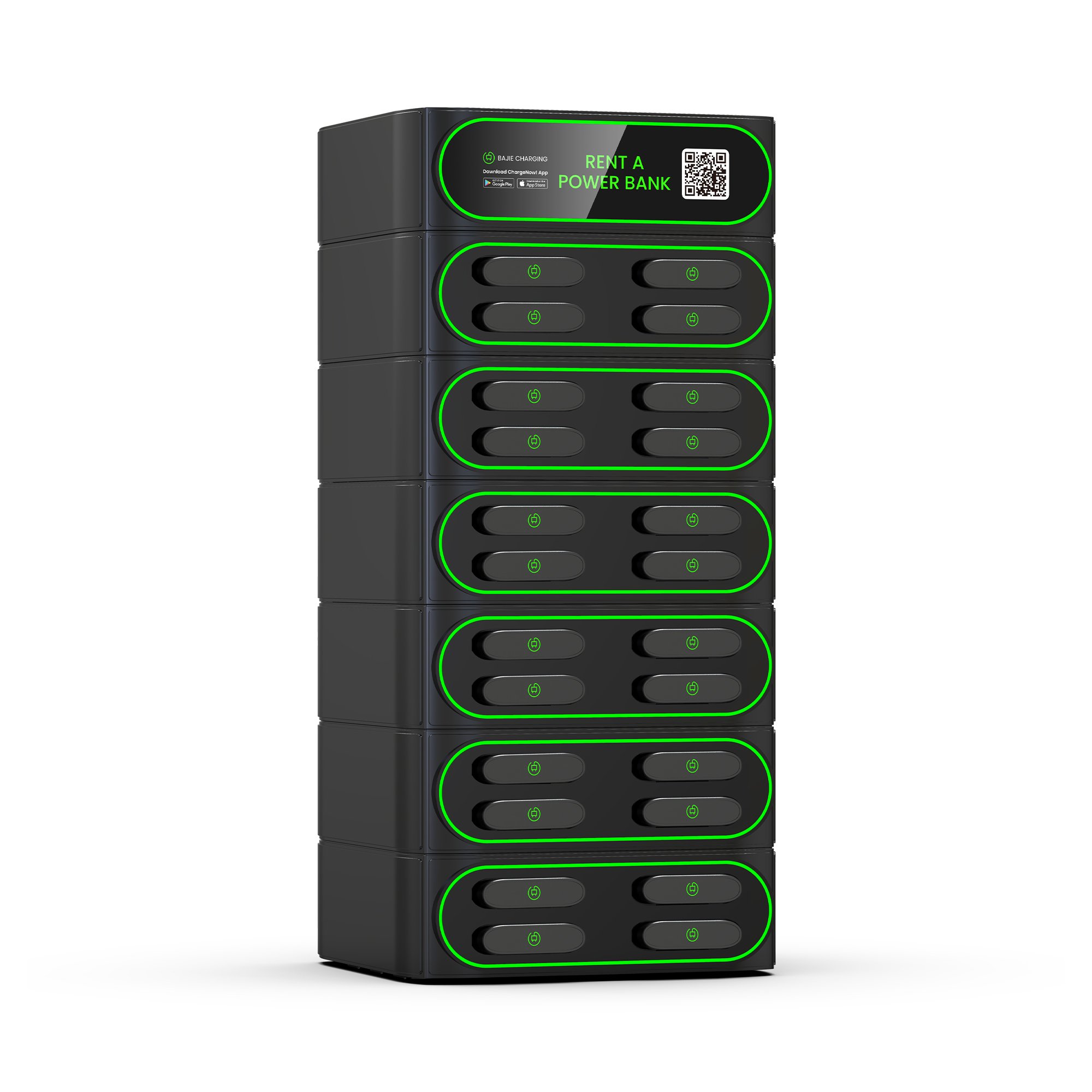 BaJie 24 slots stackable shared power bank rental station hospitals 5000mah Rent Powerbank Rental Chargng Station for outdoor