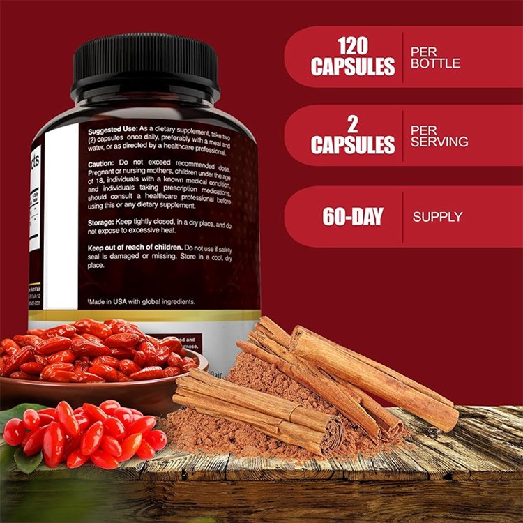 120 Capsules Premium Berberine HCL 1200mg Plus Pure True Ceylon Cinnamon Berberine HCI Root Supplements Pills for Immune System