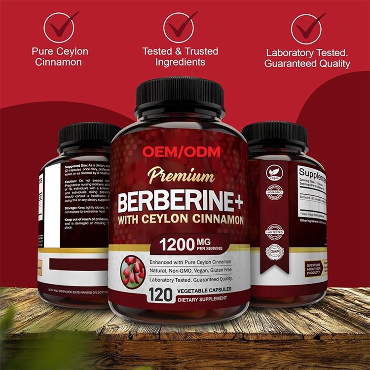 120 Capsules Premium Berberine HCL 1200mg Plus Pure True Ceylon Cinnamon Berberine HCI Root Supplements Pills for Immune System