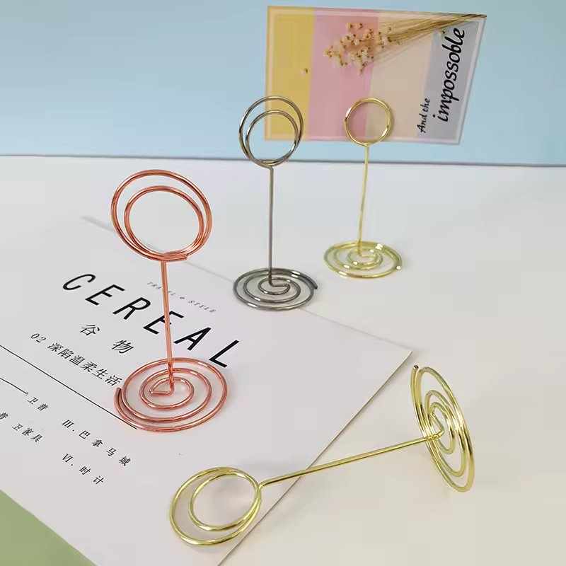 Custom Ring Shaped Small Size Table Card Picture Stands Mini Place Card Photo Holder Gold Table Number Holders