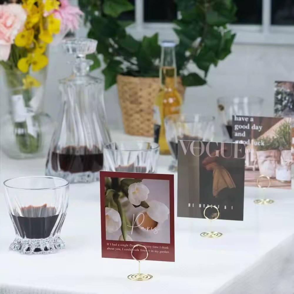 Custom Ring Shaped Small Size Table Card Picture Stands Mini Place Card Photo Holder Gold Table Number Holders