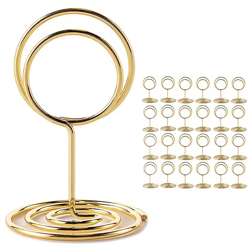 Custom Ring Shaped Small Size Table Card Picture Stands Mini Place Card Photo Holder Gold Table Number Holders