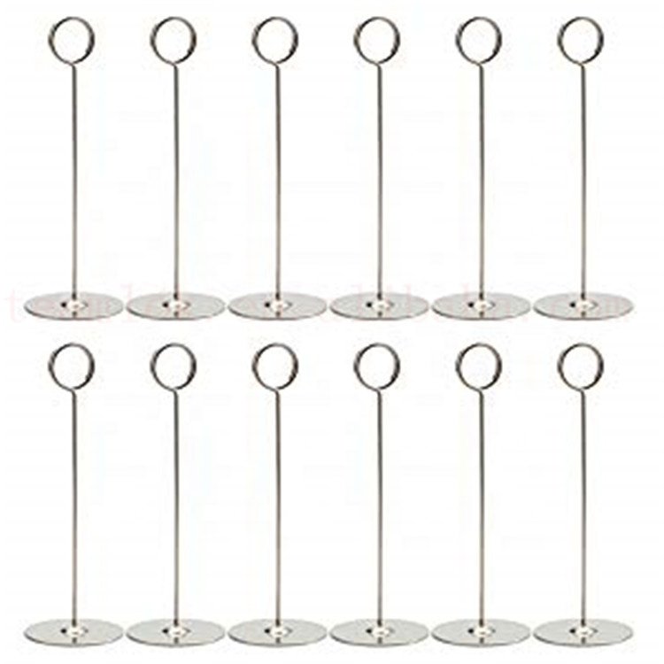 Table Number Card Holder Stand Wedding Place Card Holders Stainless Steel Photo Stand- Set of 12