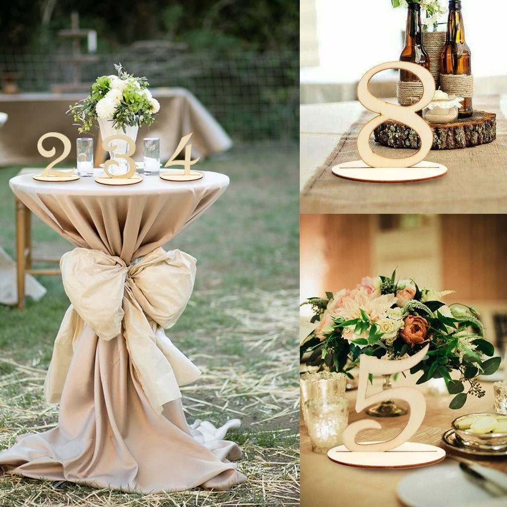 Ychon Wooden crafts decoration creative wedding supplies with base DIY wedding numbers wooden table cards wedding table cards