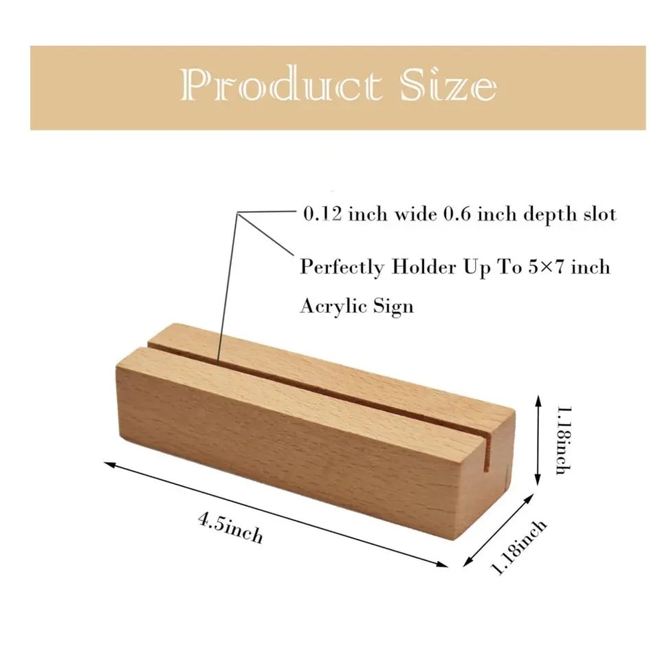Table Card Display Wood Stand For Home Cards Name Display Table Stand Blank Custom Wood Business Card Holder