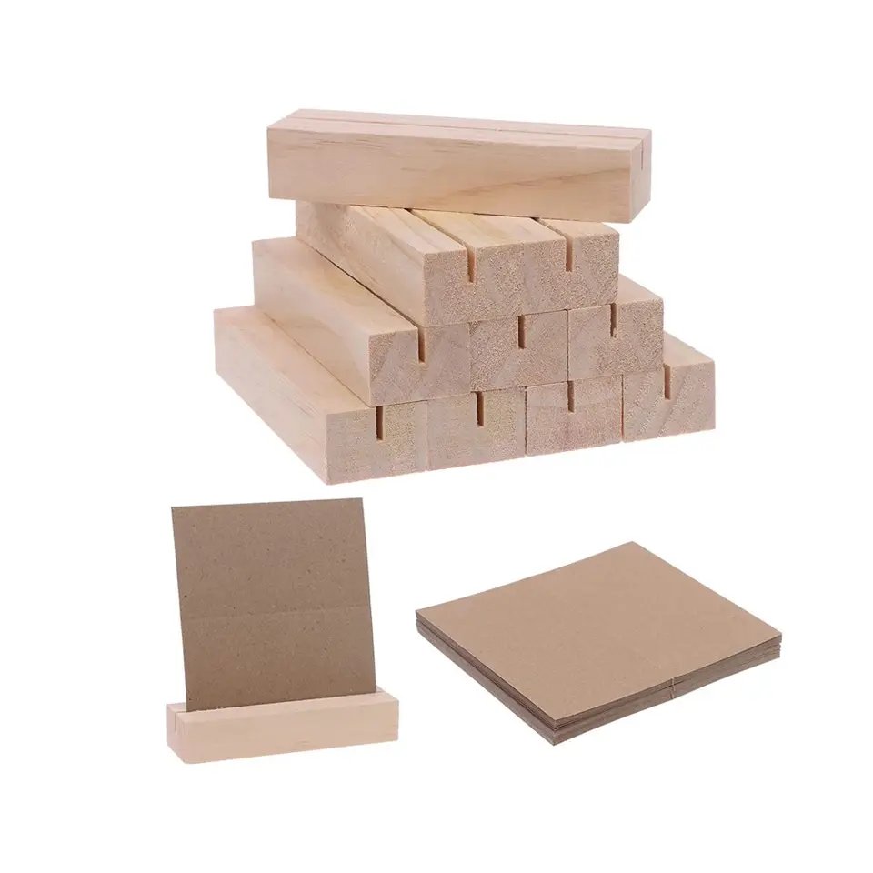 Table Card Display Wood Stand For Home Cards Name Display Table Stand Blank Custom Wood Business Card Holder