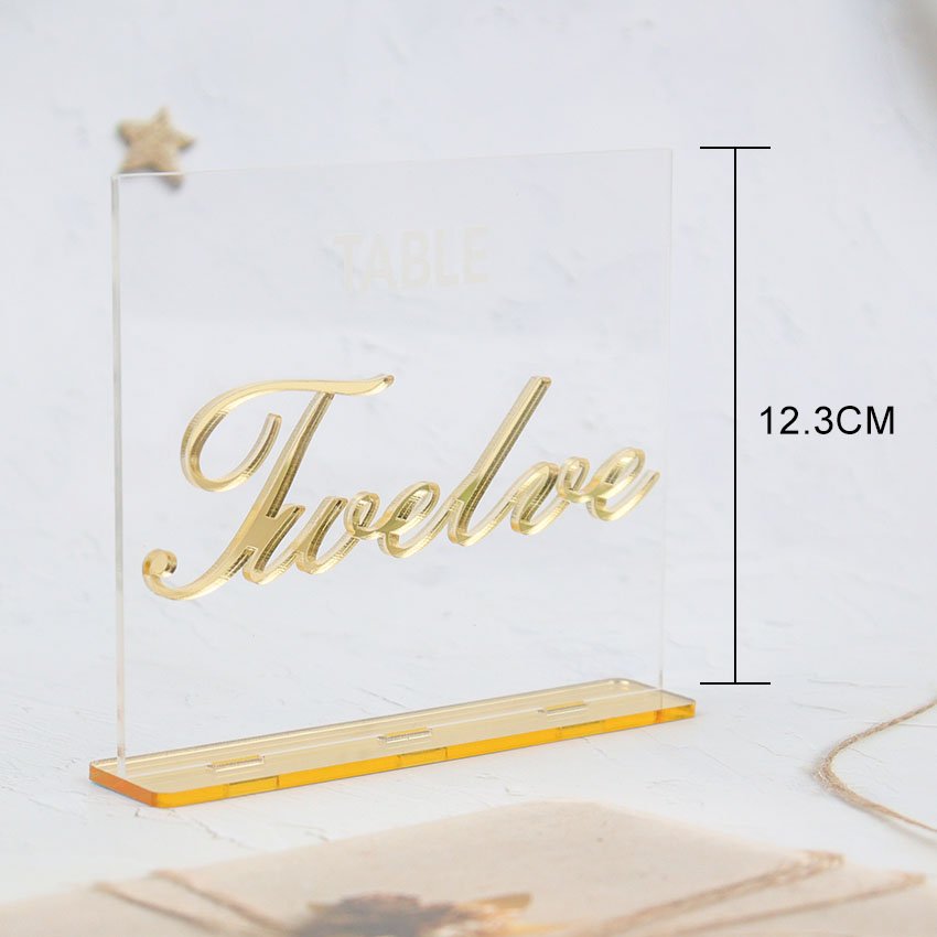 Blank Acrylic Sign With Gold Stands Holder Clear Mirror Place Card Table Number For Wedding Party Event