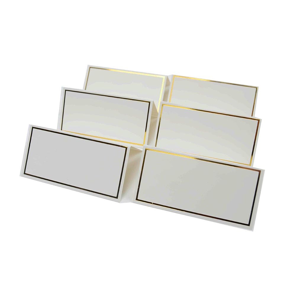 Custom Wedding Dinner Party Name Place Tent Cards Personalized Table Name Cards With Gold Foil Border