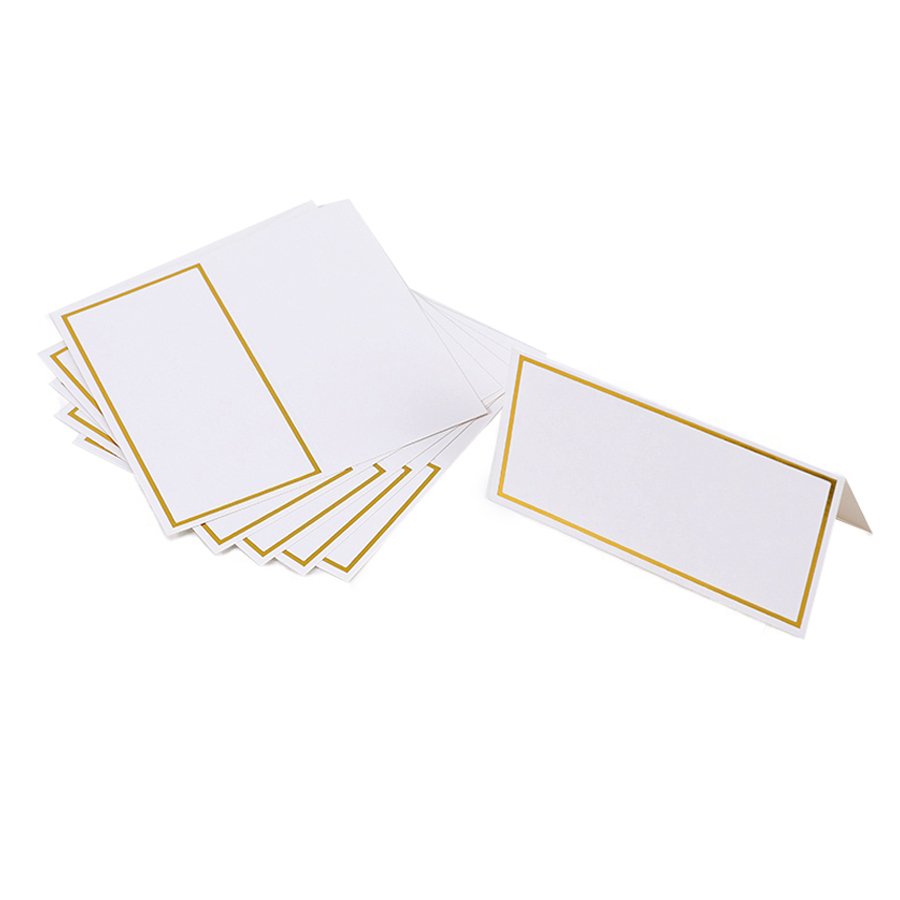 Custom Wedding Dinner Party Name Place Tent Cards Personalized Table Name Cards With Gold Foil Border