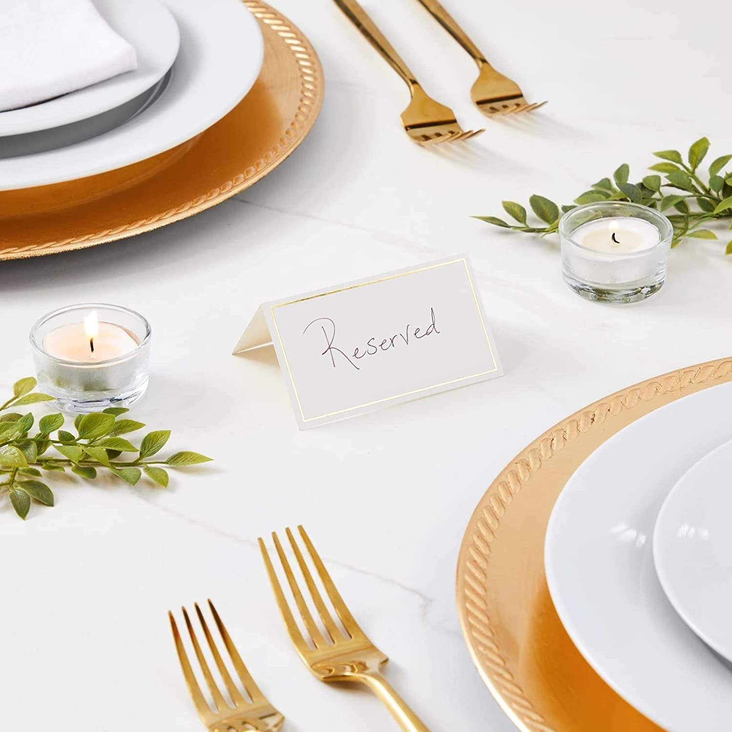 Custom Wedding Dinner Party Name Place Tent Cards Personalized Table Name Cards With Gold Foil Border