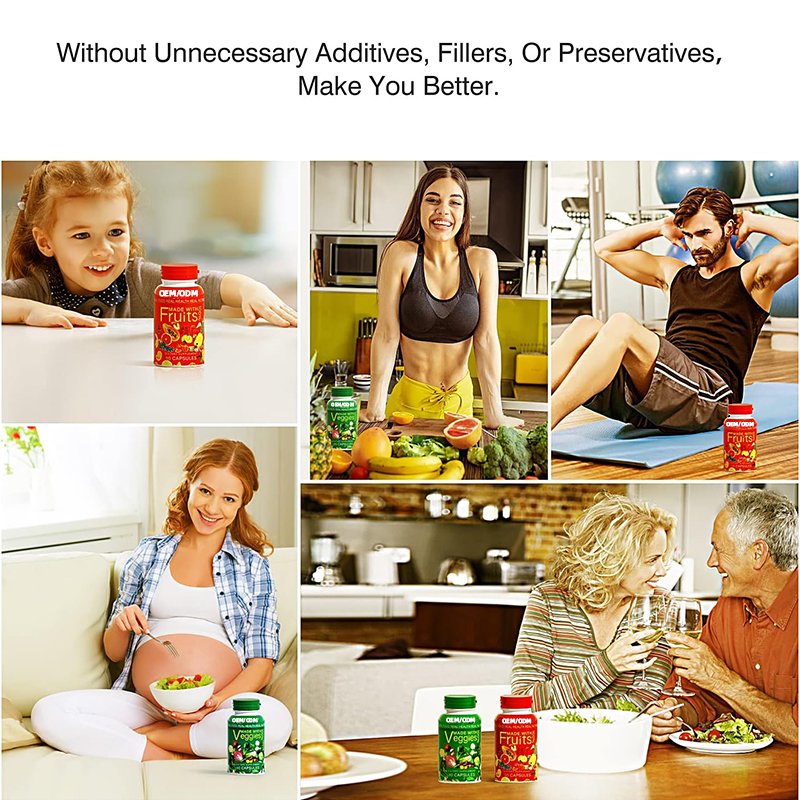 90 Fruit and 90 Veggie Fruits and Veggies Vitamins Supplements Dietary Nutritional Balance Capsules